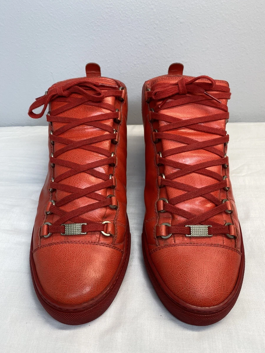 Balenciaga Arena High Red Sneakers Size 42 Mens Leather Luxury Designer  Shoes  eBay