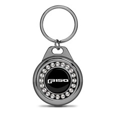 Ford F-150 2015 up Crystal Rhinestone Roundel Black Metal Carbon Fiber Key Chain