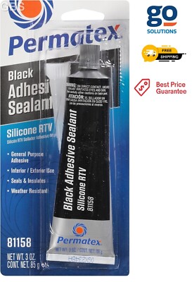 Permatex 81158 Black Silicone Adhesive Sealant, 3 oz. Tube, Free Shipping USA