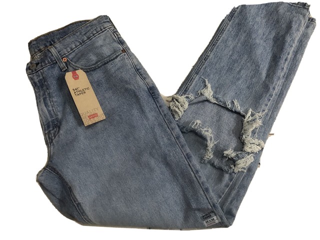 Menâs NWT Leviâs Levis 541 34x30 Athletic Taper Jeans Ripped Pants Denim N61 | eBay