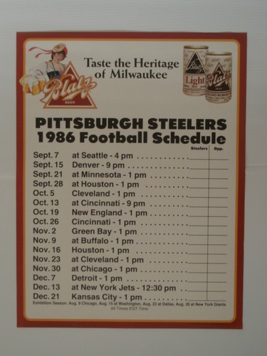 PITTSBURGH STEELERS Poster CHOICE Lambert SCHEDULE Bradshaw Harris Beer ORIGINAL - Picture 6 of 29