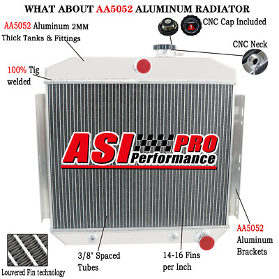 4 Row Racing Aluminum Radiator For 1955-1956,1957 Chevy  Bel Air / Nomad L6