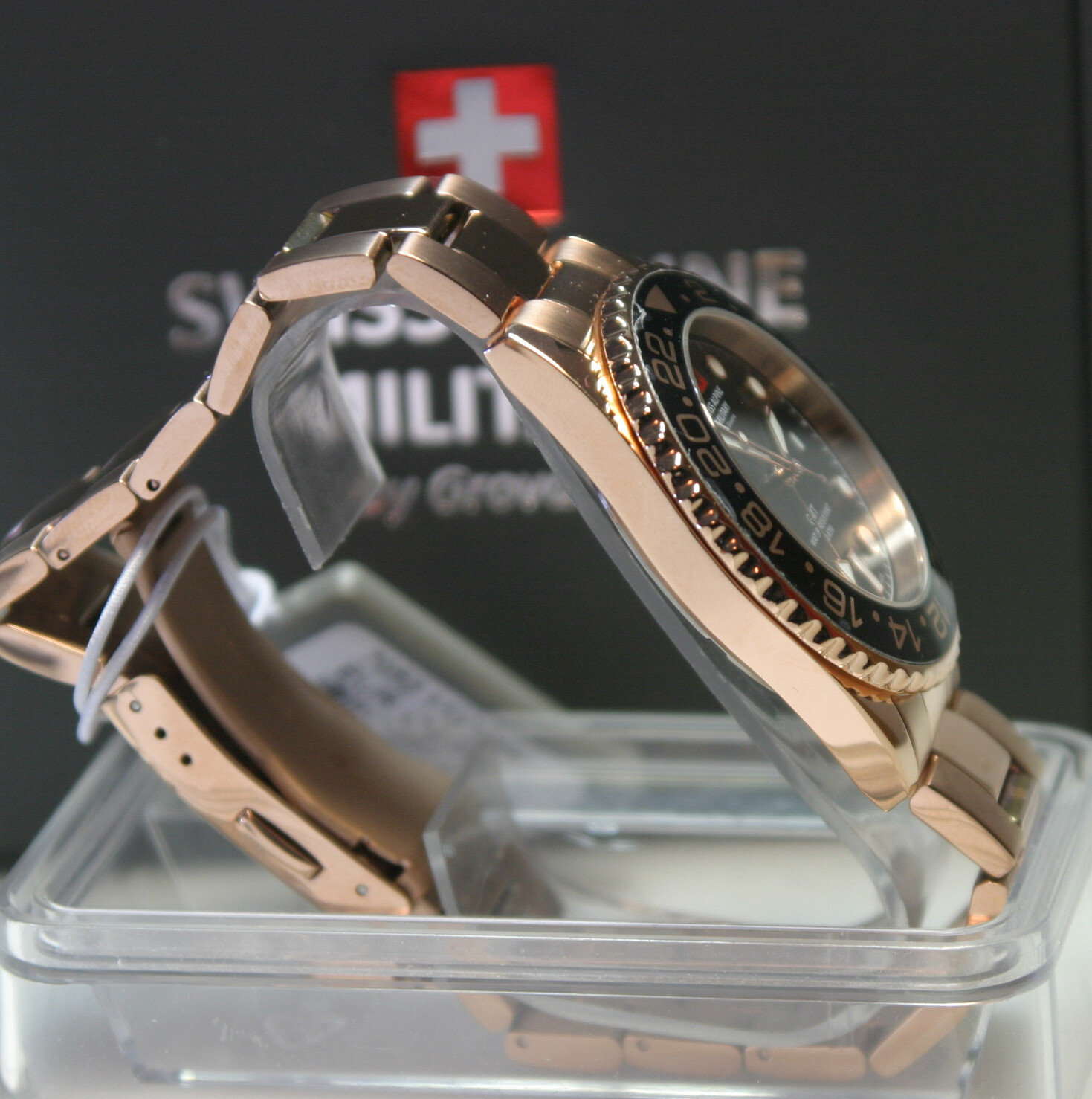 Swiss Alpine Military GMT 10ATM czarny / czarny Szwajcarski Made nienoszony Popularne nowe