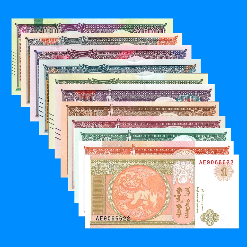 Mongolia 1-5-10-20-50-100-500-1000-5000-10000-20000 tugrik full collection set - Image 4 of 4