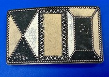 Retro Chicos Signed Gold And Black Color Wide Rectangular Belt Buckle