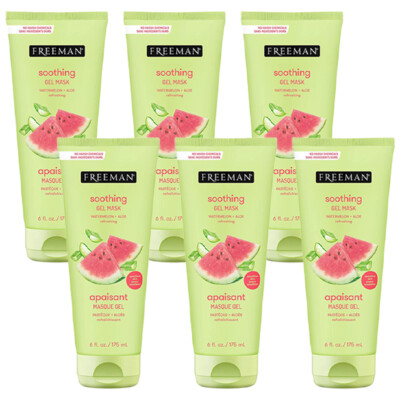 6-New FREEMAN Soothing Watermelon & Aloe Gel Facial Mask, Hydrates, Nourishes,