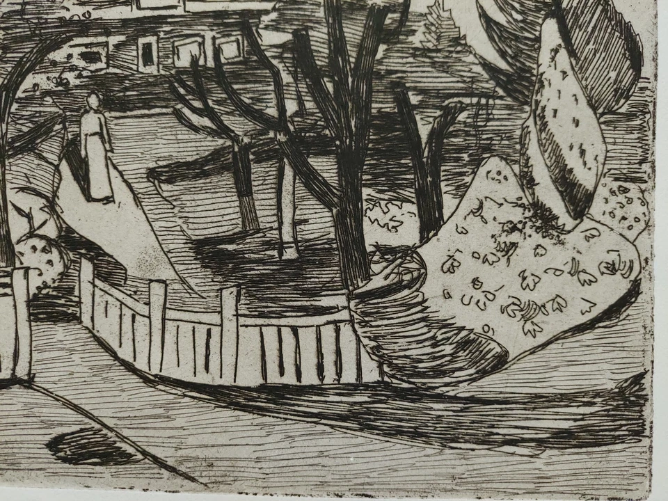 Hans Meyboden Grafik Radierung Haus im Garten Nachlassstempel - Bild 3 von 4