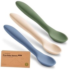Silicone Baby Spoons, Self Feeding 6-12 months - 3-Pack Baby Weaning Slate