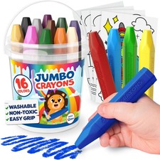 Jumbo Crayons For Toddlers 1-3 - 16pc Toddler Crayons For Kids Ages 4-8 1-3 2...