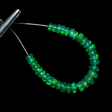 30 Pcs Natural Ethiopian Green Opal Roundel Beads Loose Beads Gemstone 3-4mm