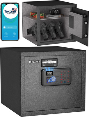 Smart Gun Safe for Multiple Pistols - Automatic Lock Safe Box with LCD Display/V