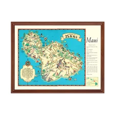 Old Map of Maui, HI 1935 - Vintage Maui Hawaii Art
