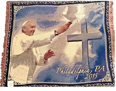 Pope Francis 2015 Philadelphia PA Touching Eagle Tapestry Throw Blanket 60''x50''