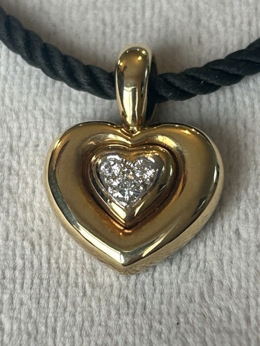 Van Cleef & Arpels 18ct Gold & 3 Diamonds Heart Necklace 💝 Rare!