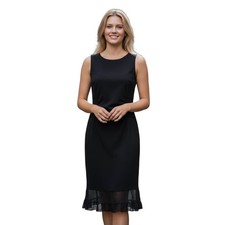 Kenneth Cole Black Dress Sheath Sleeveless Ruffle Hem Party Cocktail Size Small