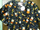 HALLOWEEN HELLO KITTY SCRUB TOP BRAND NEW WITH TAG 2X BLACK PRINT