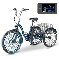 MOONCOOL 24"/26" Adult Electric Tricycle 350W 3 Wheel Bicycle Trike 36V Battery
