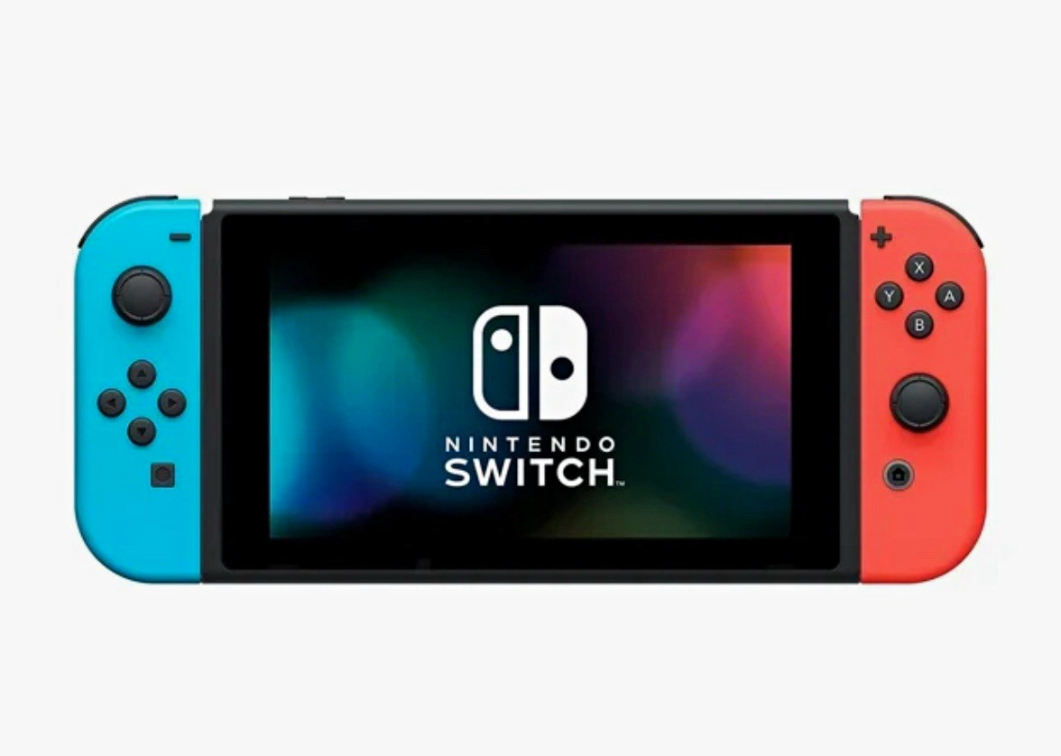 Nintendo Switch Handheld Console Neon Red/Blue Joy-Con + Zelda BOTW Case