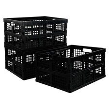 34 Quart Collapsible Storage Bins Folding Milk Crate Heavy Duty Stack 3 PCS