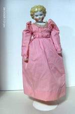 15" Antique China Head Clothed Doll With Sawdust Body