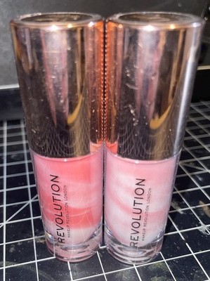 2 ct. Makeup Revolution Ceramide Lip Swirl Lip Gloss Clear Soft Pink 0.15 oz