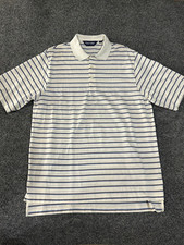 Polo Golf Ralph Lauren polo shirt mens Large white blue striped classic