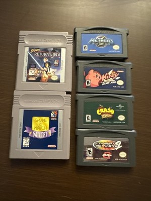 GBA & Gameboy Color game lot mtroid fusion kirby star wars crash thps 2 gallery