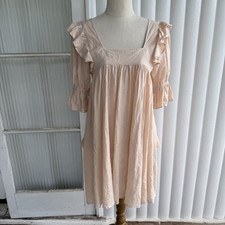 Spell And The Gypsy Mae Linen Mini Dress Womens XXS Puff Sleeve Square Neck Boho
