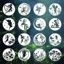 Keluna Fairy Stencils for Painting - 16 Pcs Template Scrapbook fairy