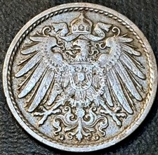 1906 G GERMAN EMPIRE ~ 5 Pfennig ~ Lower Mintage Coin 