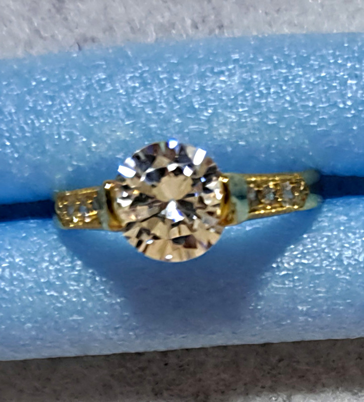 Gold Tone Prong Set Engagement Ring  Round Setting Size 10