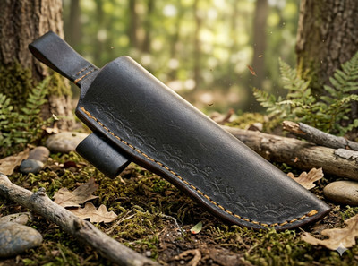 CUSTOM MADE LEATHER KNIFE SHEATH for Belt - fit for 4 to 5 inch Fixed Blade
