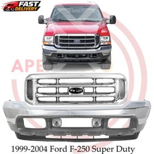 Front Bumper Chrome & Grille Assembly Kit For 1999-2004 Ford F-250 Super Duty