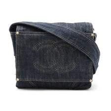 Chanel Sparkling Denim Shoulder Bag Indigo Women Blue One Size