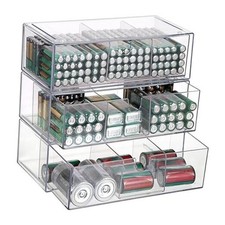 Pack Clear Acrylic Battery Storage Organizer for AA, AAA, 9V, C, D Batteries 3