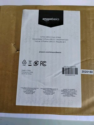 Amazon Basics 10-Port USB 2.0 Hub w/ 2 Fast Charging Port. (5 hubs per case)
