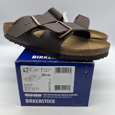 Birkenstock Arizona Sandals Mens 9 Narrow Dark Brown Birko-Flor Slides ZOGG1235