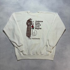 Vintage 80s Franciscans Crewneck Sweatshirt Large St. Francis Religious Catholic