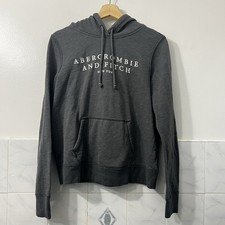Abercrombie Fitch Gray Cropped Oversized Fleece Hoodie Women s M Casual Preppy
