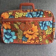 Vintage Bantam Floral Hippie Boho 60  s 70  s Suitcase Luggage MCM USA