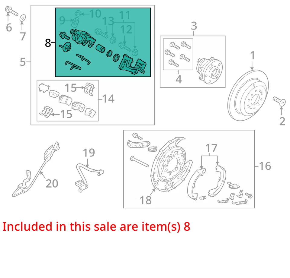 2015-2020 Kia Sedona Rear Driver Left Brake Caliper DJI2X - Image 2 of 3