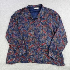 VTG Pendleton Sophisticates Blouse Womens Plus Sz 18W Blue Paisley Made in USA