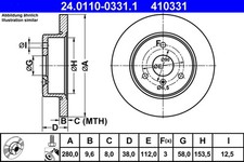 2x ATE Bremsscheibe 24.0110-0331.1 für SMART FORTWO CITY 451 CROSSBLADE 452 450