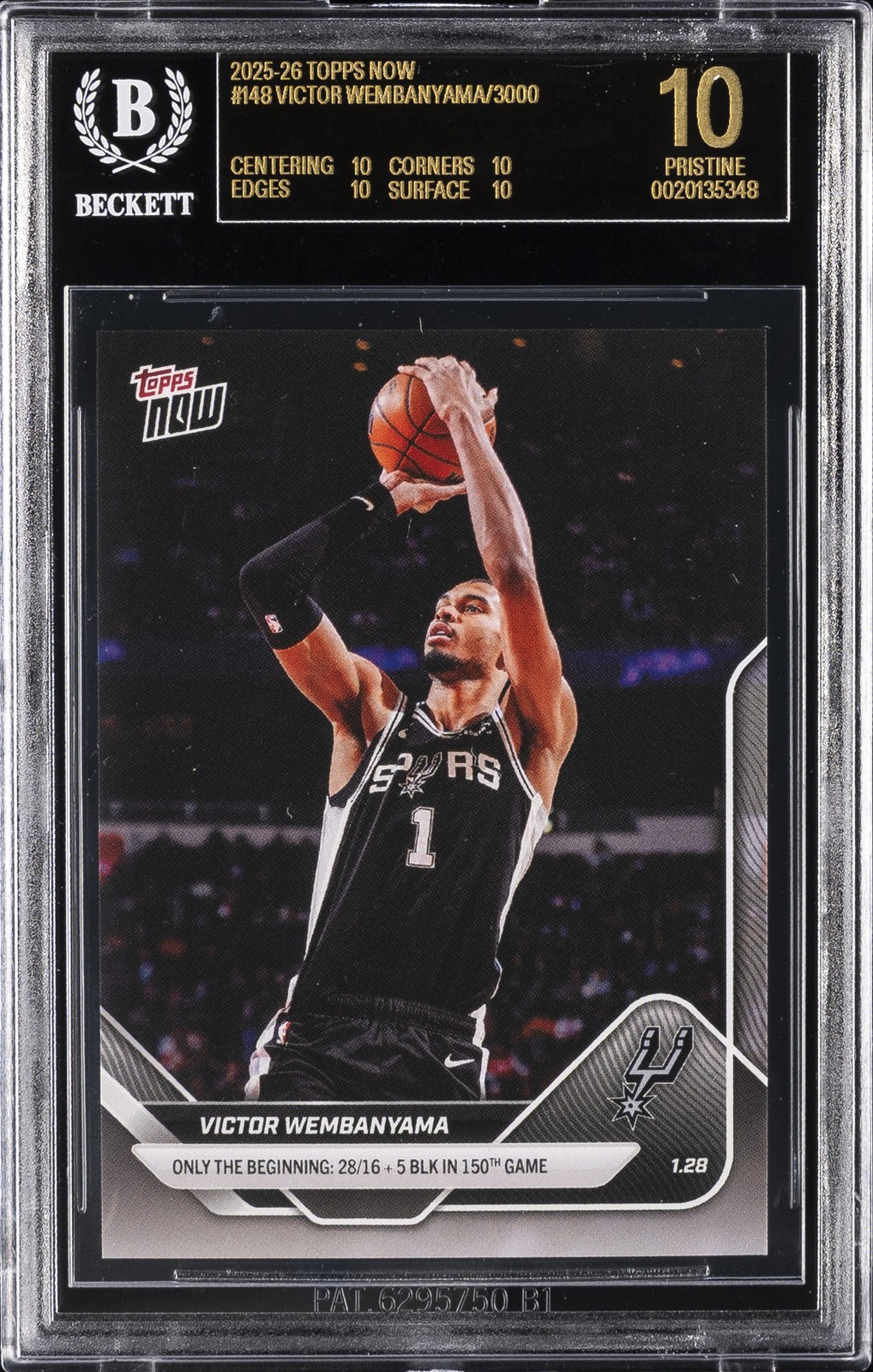 2025-26 TOPPS NOW #148 VICTOR WEMBANYAMA BGS 10 BLACK LABEL