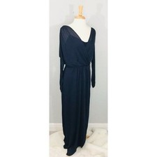 Kay Unger Blue Chiffon Gown Womens 14 Long Sleeve Sheer Mother of the Bride NWT