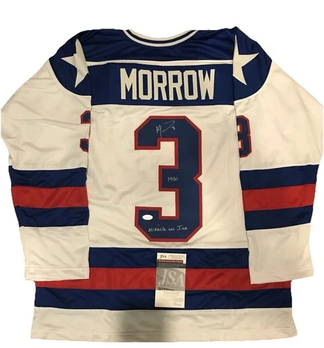 Ken Morrow Autographed white USA Hockey Jersey 1980 Olympics JSA Authenticated