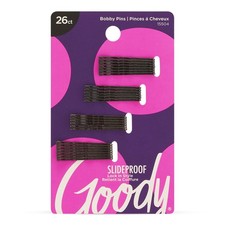 Goody SlideProof Bobby Pins, 26 Ct, Black, Comfortable Bobby Hair Pins for St...