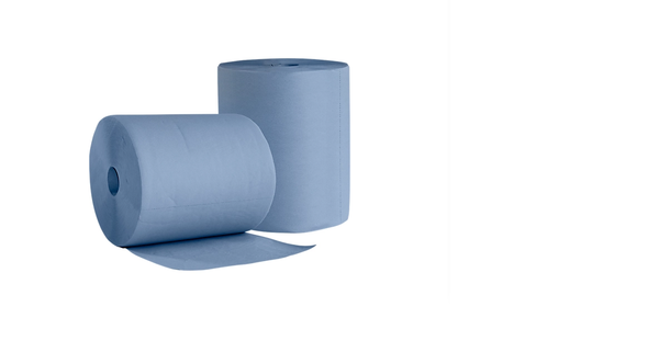 2 Rollen (1000 Blatt) 38X36Cm Putzpapier Putztuchrolle Werkstatt Blau Bluetech-image