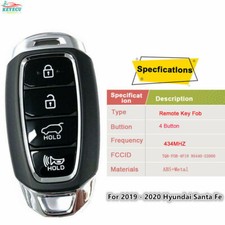 For Hyundai Santa Fe 2019 2020 Smart Keyless ...