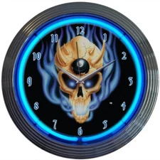 Neonetics 8BSKUL 8 Ball Skull Play Room 16 Inches Neon Clock